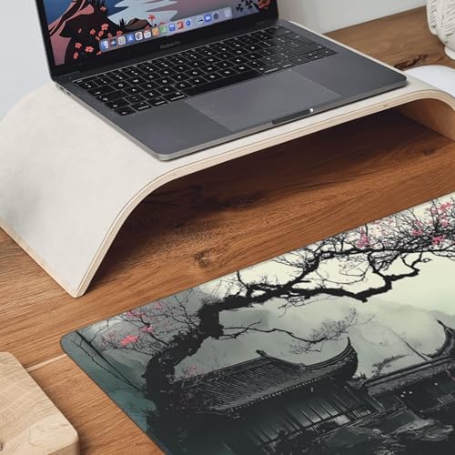 XL Extended Mouse Pad & Keyboard Desk Mat, Japanese Watercolor Cherry Blossom, Non-Slip Rubber Base, 35.4" x 15.7 - color: Cherry blossom pattern