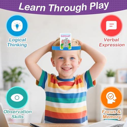 Headbands Game for Kids – Guessing Board Game to Boost Vocabulary, Critical Thinking, and Social Skills – Quick Question Family Game Night for 2–4 Players – Travel-Friendly Fun (Mixed Theme) - style: DIY Mixed