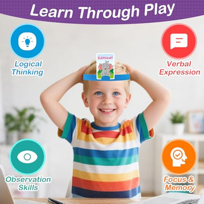 Headbands Game for Kids – Guessing Board Game to Boost Vocabulary, Critical Thinking, and Social Skills – Quick Question Family Game Night for 2–4 Players – Travel-Friendly Fun (Mixed Theme) - style: DIY Mixed
