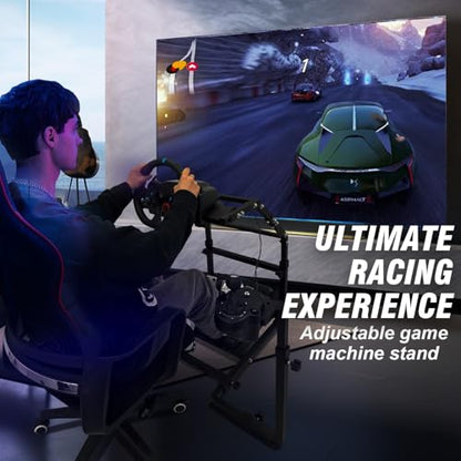 CXRCY Racing Wheel Stand, Height Adjustable & Foldable for G920 G29 G27 G25 | Foldable for compact storage. Wheel & pedals not incl. Also fits Fanatec & Thrustmaster bases. Xbox,PS4,PS5,PC. - color: Black With Adjustable Shifter pedal