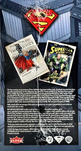2025 Fleer Brilliants Superman Series Factory Sealed 70 Card Mega Box with Chance for Exclusive Purple Parallel Cards and Green Kryptonite Parallels Plus