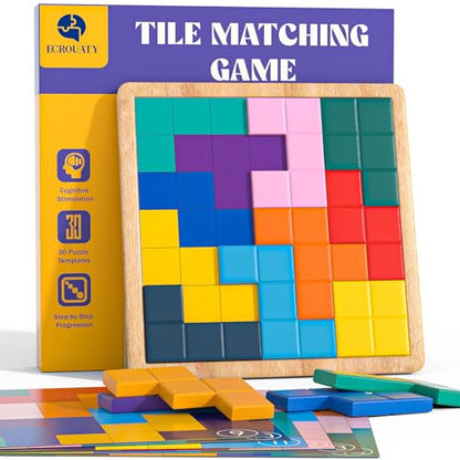 Dementia Activities for Seniors, Memory Games for Seniors with Alzheimers, Wooden Tiles Matching Puzzle Game, Dementia Products for Elderly Adults, Brain Exercise Gift for Parents or Nursing Home