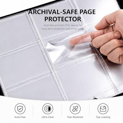 9 Pocket Zip Card Binder, Trading Card Album Holds 1080 Cards, Red White | Logo-free design,top-loading pages,removable double-sided pockets,waterproof cover,soft lnner lining. - color: Red White, size: 9 Pocket 1080