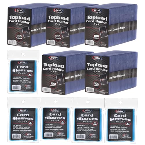 BCW Card Sleeves and Toploaders for Card Combo - 500 Count | Premium Top Loaders and Acid-Free Penny Sleeves | Great for Football, Magic: The Gathering, Pokémon, and Baseball Card Protectors - size: 500 Pack