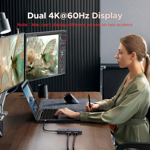 UGREEN USB C Docking Station Dual Monitor, 7-in-1 Aluminum Dock with 2xHDMI | Dual 4K@60Hz, 4x10Gbps USB-A&C Data Ports, 100W PD, Revodok Pro Laptop Docking Station for HP, Thinkpad, Dell and More Laptop