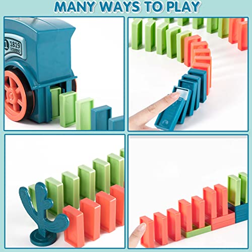 200 PCS Domino Train Toys Set, Automatic Dominos Building and Stacking Creative Game for 3+ Year Old, Electric Dominoes Stem Montessori Toys for Kids Autistic Boys 3 4 5 6 Year Old Birthday Gifts