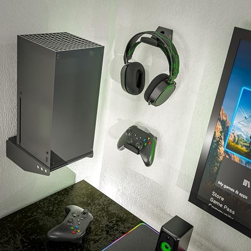 ADZ Series X Wall Mount for Xbox Series X Console, Multifunction Wall Mount Stand Includes Strong Metal Base and Xbox Controller Holder Mounts