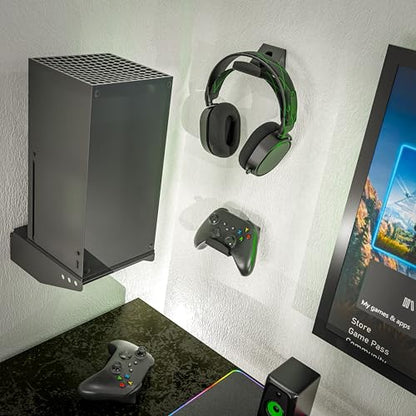 ADZ Series X Wall Mount for Xbox Series X Console, Multifunction Wall Mount Stand Includes Strong Metal Base and Xbox Controller Holder Mounts