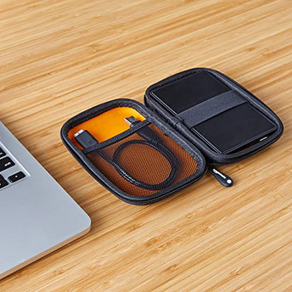 Amazon Basics Portable External Hard Drive Carrying Case with Mesh Storage, Protection, Secure Strap, Black - style: External Hard Drive Case