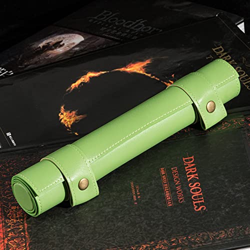 Cusdie 2 in 1 Dice Rolling Mat & Zippered Dice Holder DIce Tray- Compatible with DND Polyhedral Dice (Green) - color: Green