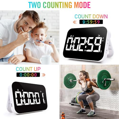 Kitchen Timer for Cooking, Rechargeable Digital Magnetic Timer with Large LED Display, Loud Alarm, Sound Countdown, 4 Volume Levels and 3 Brightness for Classroom, Study (White) - color: White