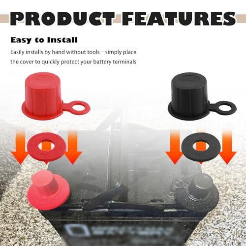 4PCS Car Battery Terminal Caps Kit,Positive/Negative Car Battery Terminal Cover Kit Includes 4PCS Felt Washer,Insulated Batteries Post Protective Cap Cars Accessories