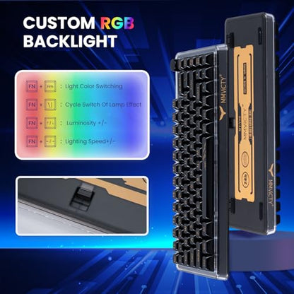 75% Hot‑Swappable Tri‑Mode Mechanical Keyboard, Wireless Bluetooth 5.0 2.4G USB‑C Gaming Keyboard with Volume Knob, Pre‑Lubed Linear Switch, RGB Backlit Metal Shell Compact Keyboard for PC Mac Gamers - color: Black