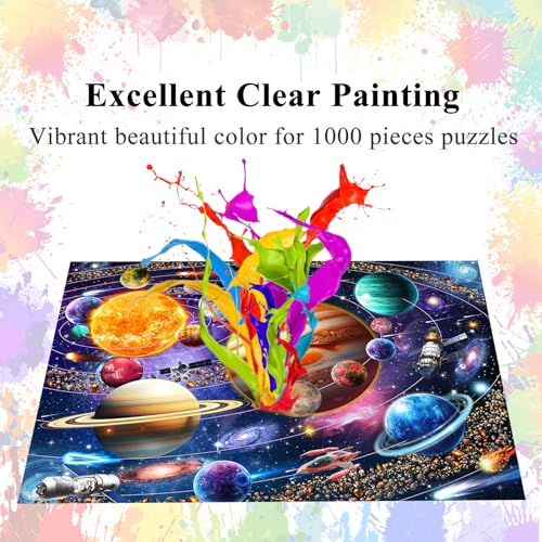 Puzzles for Adults 1000 Pieces, Solar System Space Jigsaw with Poster Letter on Back, Unique Pieces Fit Well No Dust (27.5"x19.6") - color: Space