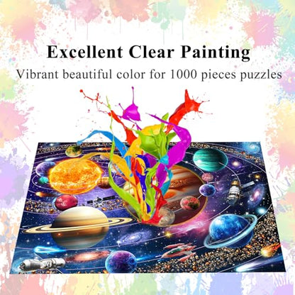 Puzzles for Adults 1000 Pieces, Solar System Space Jigsaw with Poster Letter on Back, Unique Pieces Fit Well No Dust (27.5"x19.6") - color: Space