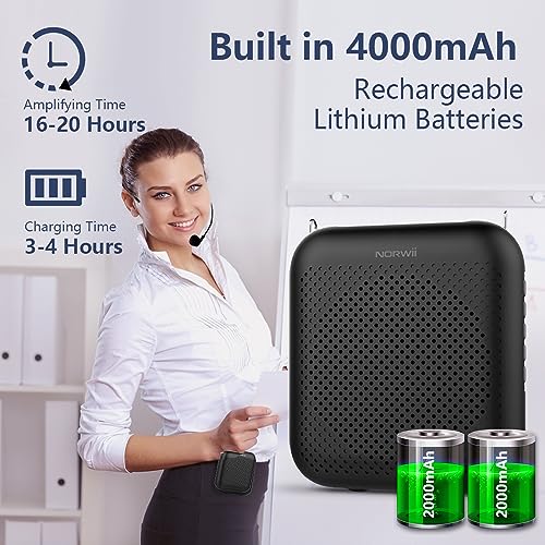 Voice Amplifier with Bluetooth, Portable Speaker with Microphone | Wireless Microphone Headset Speaker for Teacher, Mini Megaphone Sound Amplifier for Classroom, Tour Guides, Speaking - color: Black - 10W