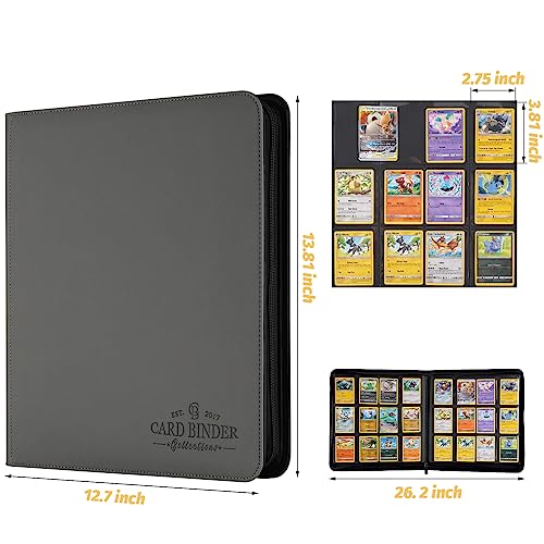 Trading Card Binder, Card Collection Binder Album Folder with 720 Side Loading Pockets, 12 Pocket Trading Card Album Folder for TGC,MTG, Baseball Cards, Yugioh - color: Grew720