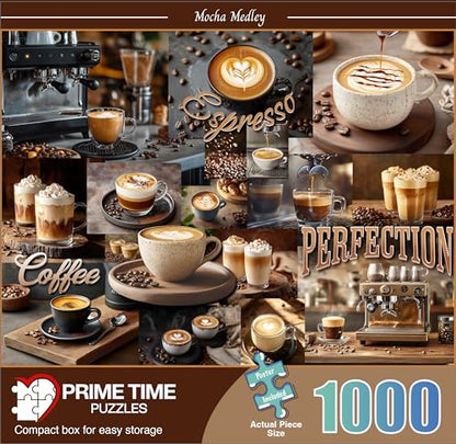 1000 Piece Collage Jigsaw Puzzle for Adults - Coffee Latte Espresso Collage - Challenging Puzzle Perfect for Game Nights - 1000 Piece for Adults. 20x27 inches (Mocha Medley) - color: Mocha Medley