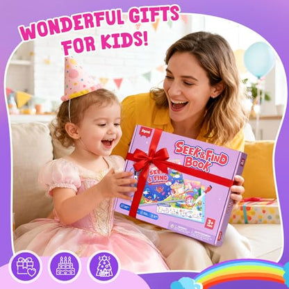 JoyCat Seek & Find Game Book, Educational Toys for Girls Ages 3-6 | Preschool Learning Activities for Toddlers & Kids, Christmas Road Trip Travel Toys for Car & Airplane, Gifts for 3-6 Olds - style: 3. Seek & Find Girls