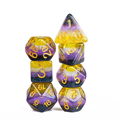 7PCS Non-Binary-Pride Polyhedral DND Dice Set, Homosexual Flag D&D Dice for RPG and Other Table Games - color: Flag-non-binary-pride