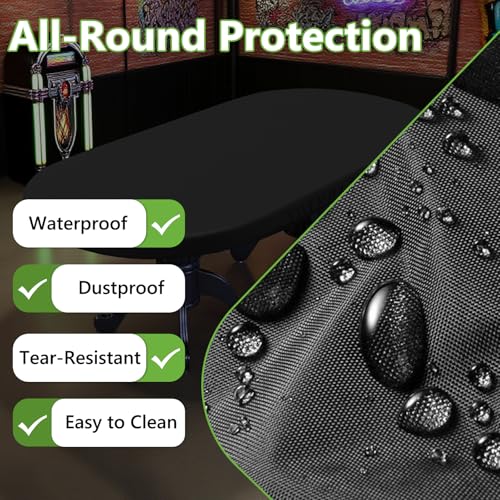 COSHNIBI Oval Poker Table Dust Cover ,420D Waterproof Game Table Cover,72" L x 32" W Black - size: Fits for 72 in 8 Player Poker Table