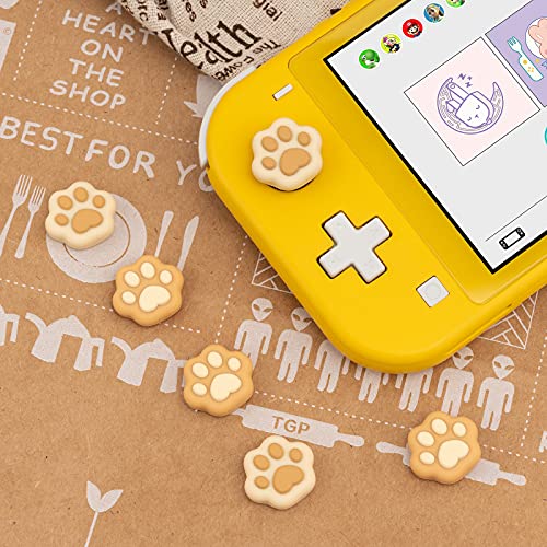 GeekShare Cat Paw Shape Thumb Grip Caps,Soft Silicone Joystick Cover Compatible with Switch/OLED/Switch Lite (Brown & Yellow) - color: Yellow Cat