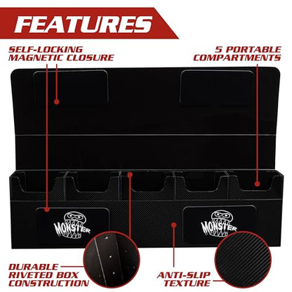 Monster Protectors Magnetic Hydra 5 Deck Box- White, Holds 375 TCG Cards, Self-Locking Closure- Compatible with Pokémon, MTG Magic: The Gathering, & Yu-Gi-Oh | Fits Standard & Small Size Trading Cards - color: White