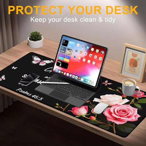 Large Gaming Mouse Pad God is Within Her Extended Computer Keyboard Mousepad with Non-Slip Rubber Base Stitched Edge Waterproof Big Long Laptop Pad for Gamer Office Home 35.4"X 15.7" - color: Mysterious Gate to the Universe