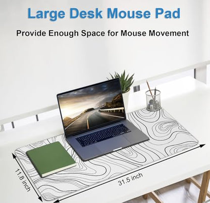 Large Mouse Pad 31.5 x 11.8 in, Gaming Mousepad with Stitched Edges, Premium Microfiber Cloth Surface, Waterproof Non-Slip Base Keyboard Desk Mat for Home Office Gaming, White Black Lines - color: White Black Lines, size: 31.5L x 11.8W inches