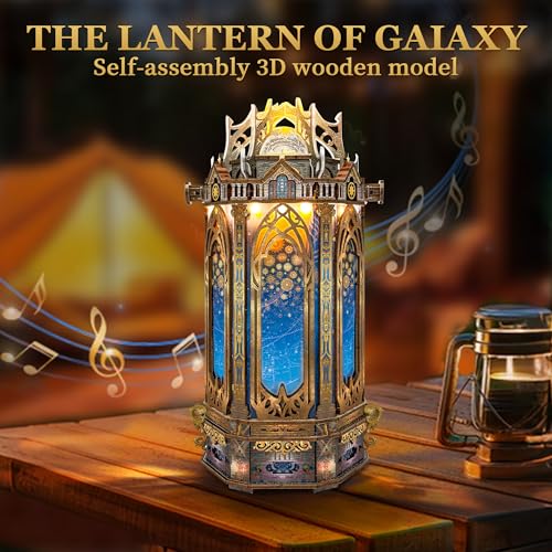 3D Wooden Puzzles for Adults 3D Puzzles Model kit Stress-Relief Toy with Mechanical Rotation Bookshelf Ideal Gift for Adults and Teens- The Lantern of Gaiaxy - color: The Lantern of Gaiaxy
