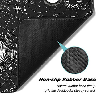Extended Gaming Mouse Pad, XXL Large Desk Pad 30 x 14 Inch, Big Computer Keyboard Mousepad, Waterproof Mouse Mat with Stitched Edges and Non-Slip Base for Women Office Gaming, Sun Moon - color: Sun Moon