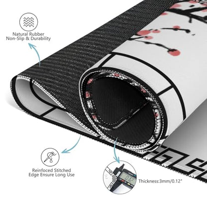 Elegant Mahjong Mat for Table, 31.5*31.5in Anti Slip Mahjong Table Cloth, Noise Reduction, Neoprene Mah jongg Mat with Carrying Bag & 3 Dices, Poker Board Tile Games Mats, Chinese Ink Painting Style - color: Ink Style02