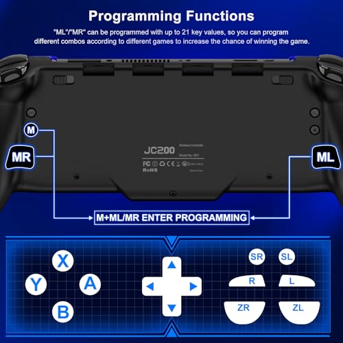 Gammeefy Switch Controller – Hall Effect Joysticks & Enhanced Grip – One Piece Switch Joypad Replacement Switch Pro Controller with 8-Color RGB Lighting, Turbo, Macros - Spider Silk, 6.2"/7" - color: Spider Silk, size: 6.2"/7"