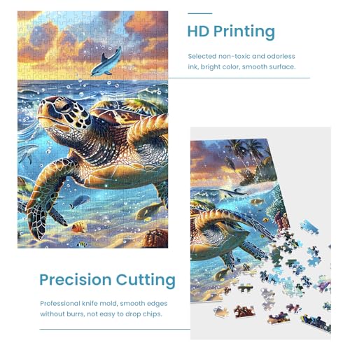 2 Pack Puzzles for Adults 1000 Pieces-Sea Turtle & Dolphins Difficult Jigsaw Puzzles for Adults,Hard Jigsaw Puzzle Decorations DIY Leisure Game Toy Suitable Family Friends(27.5x20 inches) - style: Sea Turtle & Dolphins