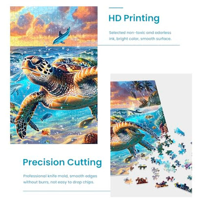 2 Pack Puzzles for Adults 1000 Pieces-Sea Turtle & Dolphins Difficult Jigsaw Puzzles for Adults,Hard Jigsaw Puzzle Decorations DIY Leisure Game Toy Suitable Family Friends(27.5x20 inches) - style: Sea Turtle & Dolphins