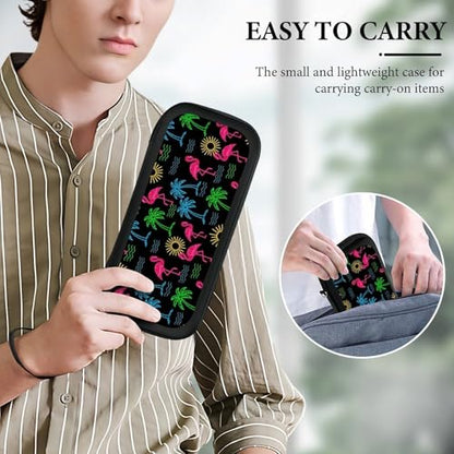 PPIKTC Portable Game Carrying Bag for Switch, Tropical Coconut Tree Neon Flamingo Hard Shell Shockproof Case, Protective Storage Holder Pouch with 15 Game Cartridges - color: Design (215)