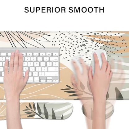 Desk Pad and Keyboard Wrist Rest, Large Mouse Pad + Keyboard Pad+Mouse Wrist Support, Non-Slip Desk Mat Protector for Office, Home 31.5×11.8 Inches Aesthetic Design - color: Aesthetic Design