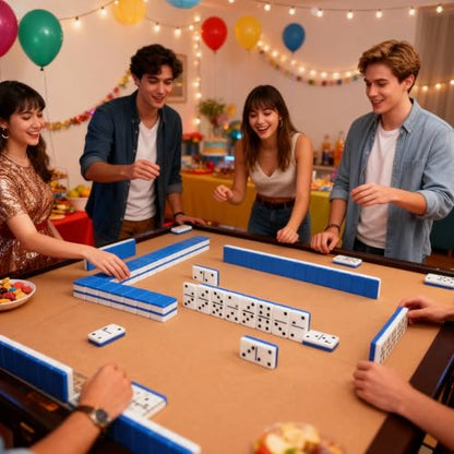 IDTQ Dominoes Set for Adults, Double 6 Dominos Game Set with 28 Domino Tiles Double with Upscale Gift Boxes -7 Polyhedral Dice -Classic Board Games (Dark Blue) - color: Dark Blue