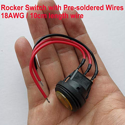 Gebildet 4pcs 12V-24VDC/10A Prewired Waterproof Round Rocker Toggle Switch with LED Indicator,3 Pin SPST ON-Off Toggle Switch for Car Truck Motorcycle Boat Marine (Red/Yellow/Blue/Green) - style: E425