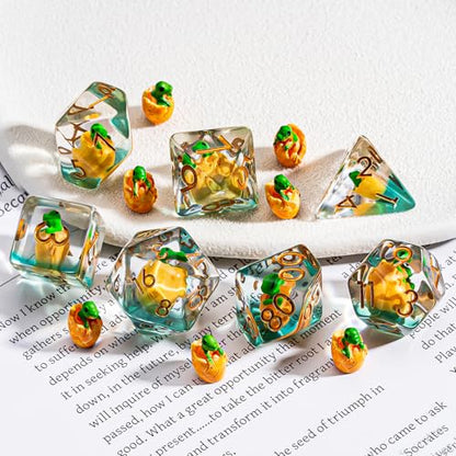 DND Resin Dinosaur Dice Set, D&D Polyhedral Dice for Dungeons and Dragons RPG, MTG Role Playing Games D and D Dice 7pcs-Set D20 D12 D10 D8 D6 D4 - color: Shell Breaking Dinosaur