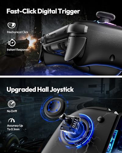 VOYEE Switch Controllers with Hall Effect Joystick & Kickstand, Compatible with Nintendo Switch/OLED, Wireless Pro Controller Ergonomic Grip Joypad with RGB Light, Turbo, Macro, 4 Game Slot Black - color: Black