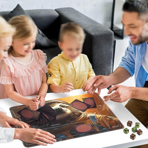 for MTG/TCG Playmat with Zones, 24 x 14 inches Trading Card Playmat with A Storage Bag and 6 Dice, Non-Lip Rubber Bottom Game Desk Mat, Space Journey of The Sloth Astronaut - color: Yux-playmats-2-3A-250