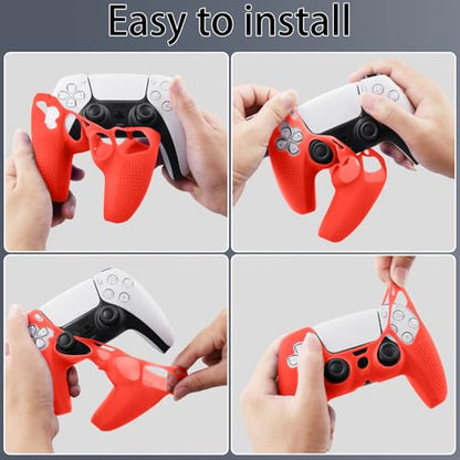 Baval Silicone Cover for Playstation 5 PS5 DualSense Wireless Controller | Scratch-resistant, Easy install, Silicone Construction, Portable Carrying Silicone Cover, Red Silicone Cover - color: Red Silicone Cover