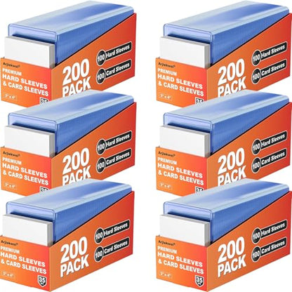 1200 Pack Card Sleeves Hard Plastic, Arjiekwei 3"X 4" Baseball Cards Protectors Plastic, Premium Card Holder for Trading Sports Baseball Football Game Cards (600 Hard + 600 Soft) - size: 600 Hard Sleeves + 600 Soft Sleeves