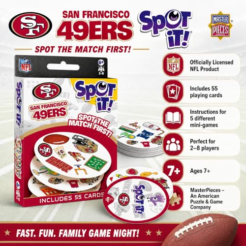 MasterPieces Game Day - NFL San Francisco 49ers Spot It Game for Kids, Adults, and Family - style: San Francisco 49ers