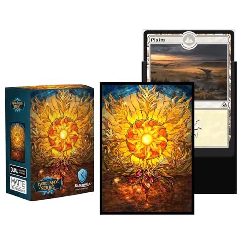 Katomula 100 MTG Card Sleeves with 100 Inner Sleeves, Textured Back Art, Fit Standard Size Cards - Plains - color: Plains