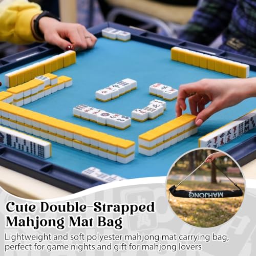 35 Inch Long Mahjong Mat Bag Waterproof Mahjong Mat Storage Carrying Bag Double Strapped Polyester Drawstring Lightweight Holder for Board Games Storage-mat Not Included(Black) - color: Black