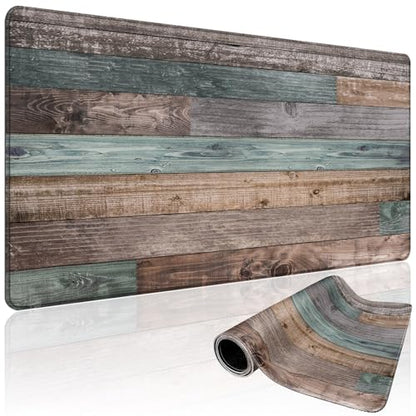 Rustic Wood Pattern Large Gaming Mouse Pad Desk Mat 31.5"x15.7" | Extended Mousepad, Non-Slip Rubber Base , Stitched Edges, for Computer/Laptop/Office/Home - color: Rustic Wood