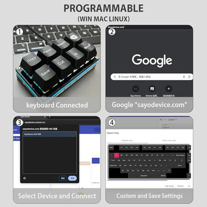 BTXETUEL Copy Paste Search Backspace Save Cut All Enter 8-Key Keyboard SayoDevice One Handed OSU Keypad Programmable Mechanical Shortcut Macro Keyboard for Working and Gaming (Black) - color: Black