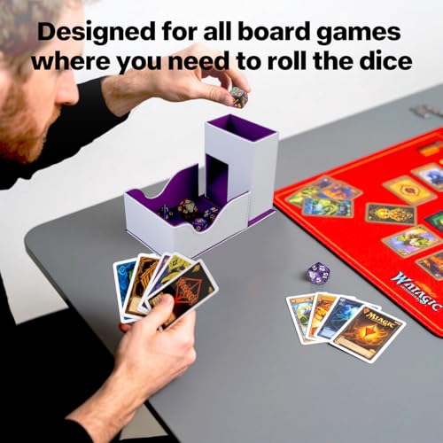 Dice Tower and Tray,Foldable Portable Dice Rolling Tower,Dice Roller Accessory for Dungeons and Dragons,Classic Board Games,RPG Games, and Tabletop Games White/Purple - color: White/Purple（Purple Dragon）